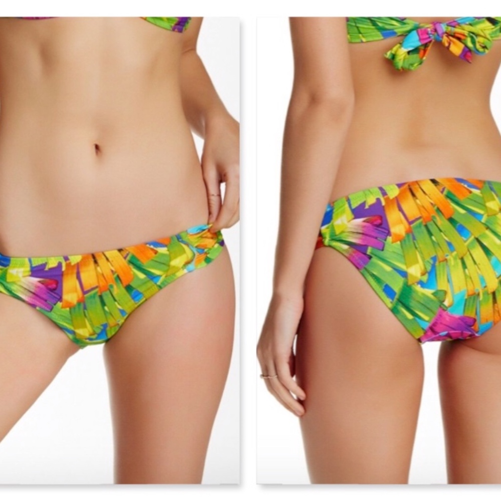 NEW Trina Turk Green Polynesian Shirred Hipster 4